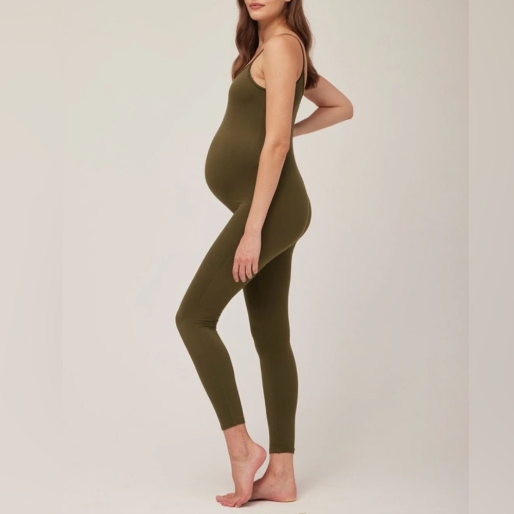 Bumpsuit Maternity The Kate Sleeveless Stretch-woven Unitard In Olive - Small